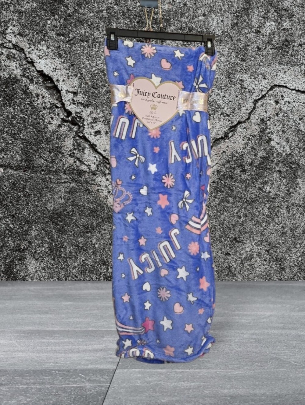 Juicy Couture Blue Logo & Star Print Throw